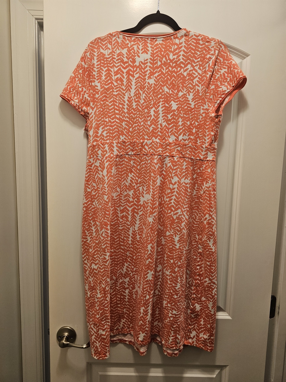 Boden Faux Wrap Dress Size 12 Cotton Coral  White Botanical Print - Picture 4 of 8
